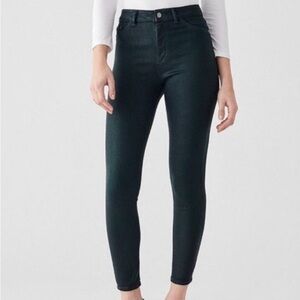 DL1961 Women’s High Rise Farrow Ankle Instasculpt Skinny Deep Green Jeans